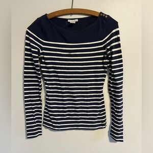 (3/$20) H&M xs navy blue & white striped long sleeve top